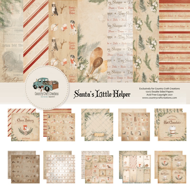 – Santa’s Little Helper – 12×12 – Cotton Bristol