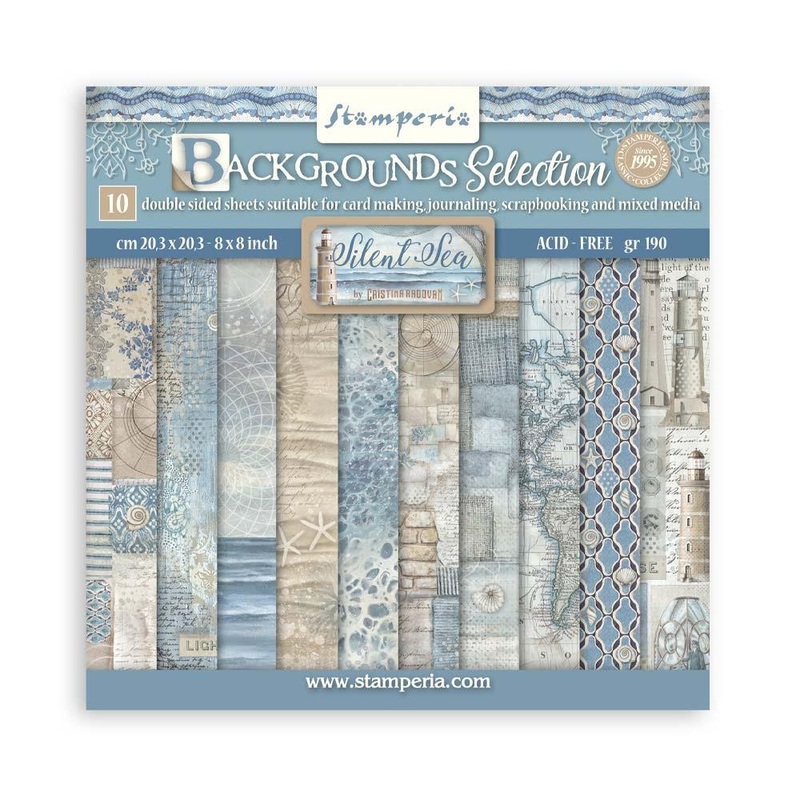 Stamperia – Silent Sea – 8×8 Paper Pad – Backgrounds Double-Sided Paper / SBBS126