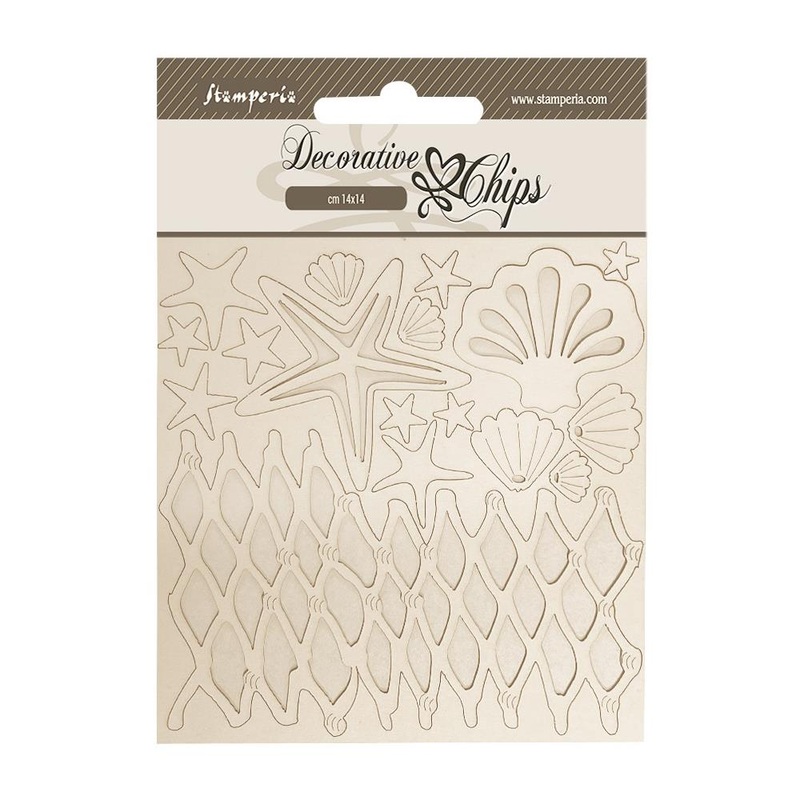 Stamperia – Silent Sea – Shells And Net – Decorative Chips 5.5×5.5