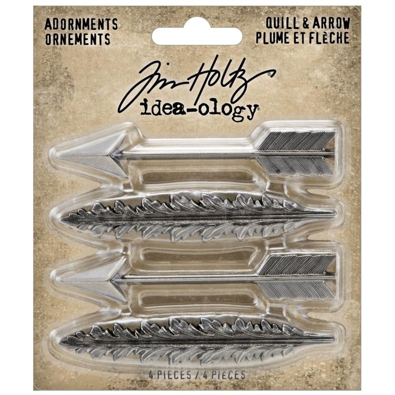 Tim Holtz – Idea-Ology – Metal Adornments 4/Pkg – Quill & Arrow Adornments