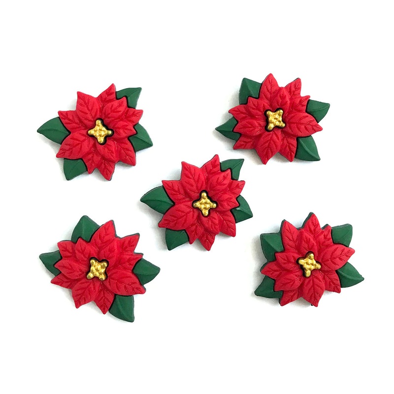 Buttons Galore & More – Buttons – Poinsettias / 4814