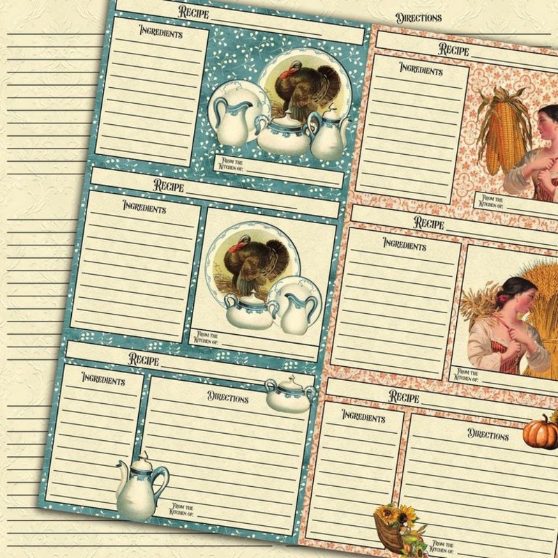– Bountiful Blessings – Recipe Cards – Sheet A – 12×12 – Cotton Bristol