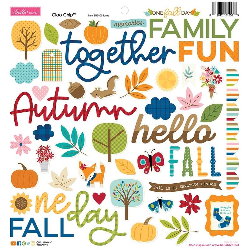 Bella Blvd – One Fall Day Collection – Ciao Chipboard Icons / BB2805