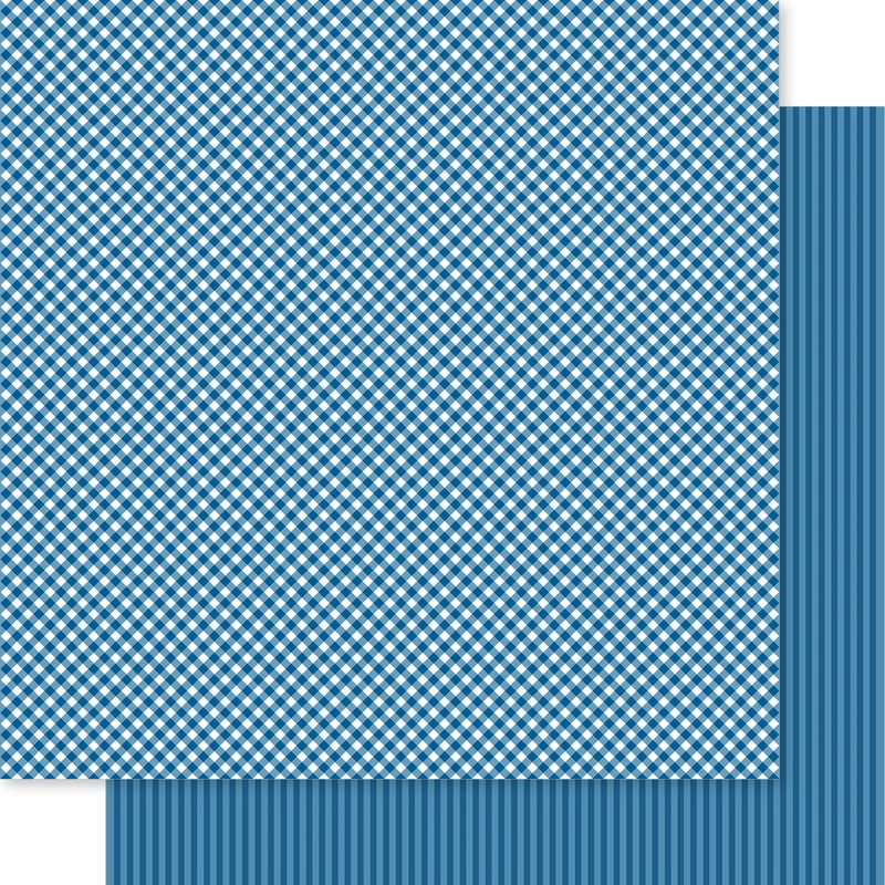 Bella Blvd – Bella Besties – Gingham & Stripes Collection – 12×12 Single Sheets – Blueberry / BB2909
