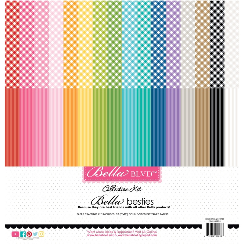 Bella Blvd – Bella Besties – Gingham & Stripes Rainbow Collection – 12×12 Kit / BB2915