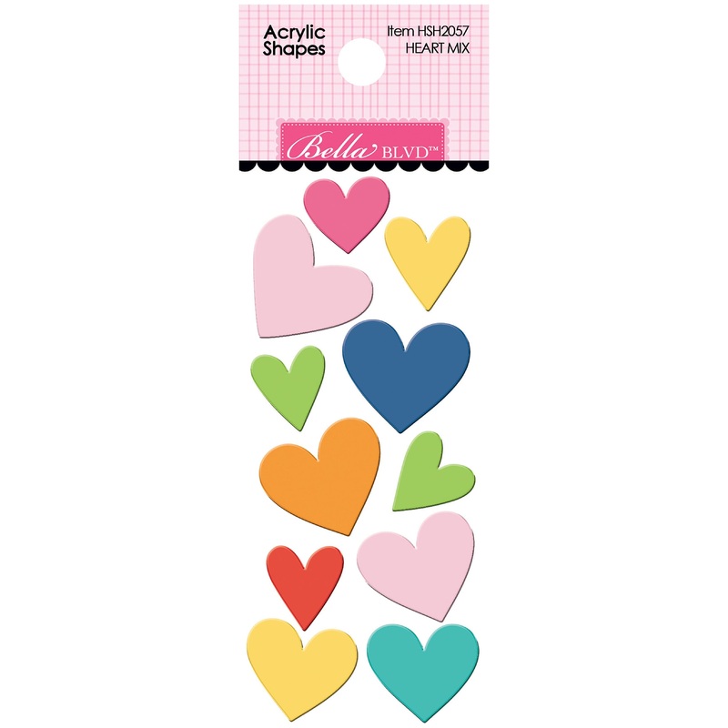 Bella Blvd – Let’s Scrapbook! Collection – Coordinating – Acrylic Shapes – Heart Mix / BB2057
