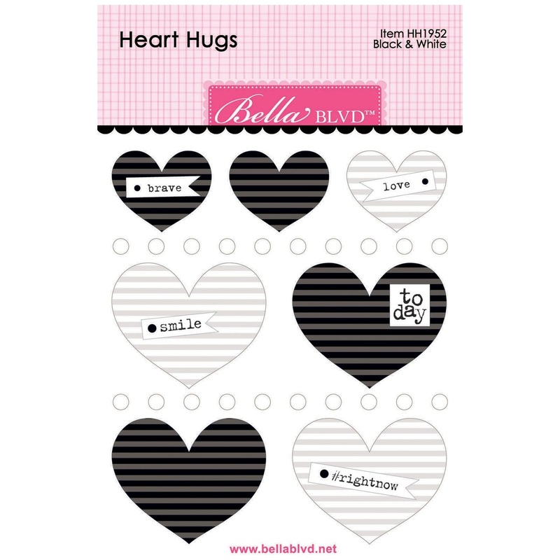 Bella Blvd – Let’s Scrapbook! Collection – Coordinating – Heart Hugs – Black & White / BB1952