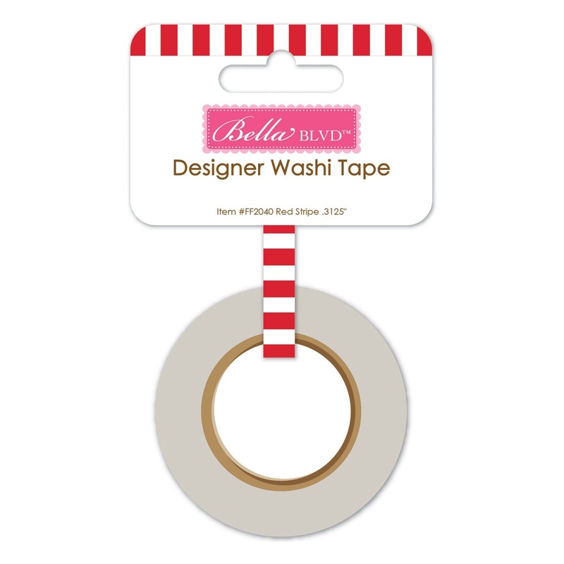 Bella Blvd – Let’s Scrapbook! Collection – Coordinating – Washi Tape / .3125″ – Red Stripe / BB2040