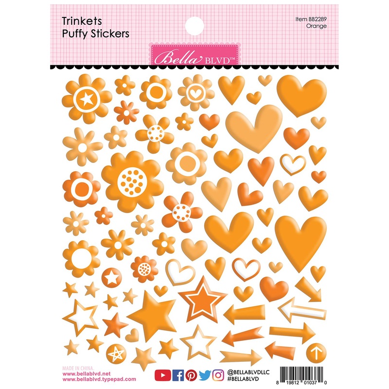 Bella Blvd – Trinkets Puffy Stickers – Orange / BB2289