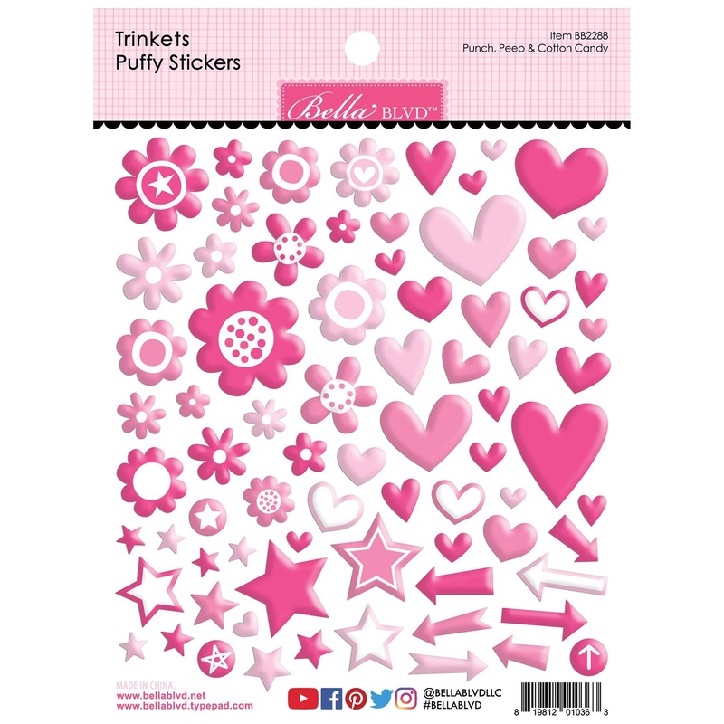 Bella Blvd – Trinkets Puffy Stickers – Punch, Peep & Cotton Candy / BB2288
