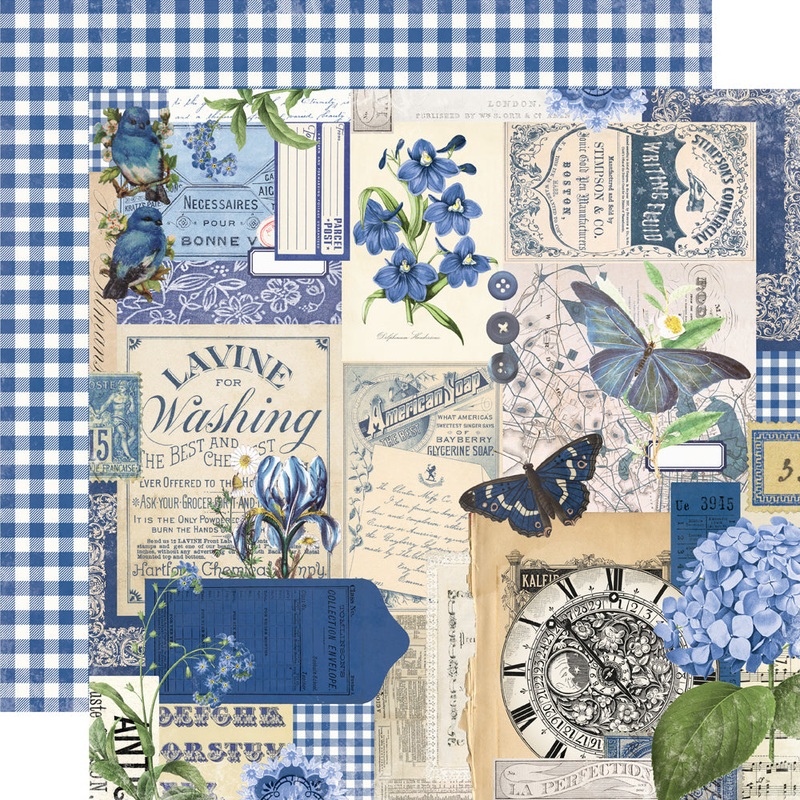 Simple Stories – Simple Vintage Essentials Color Palette – 12×12 Single Sheet – Blue Collage