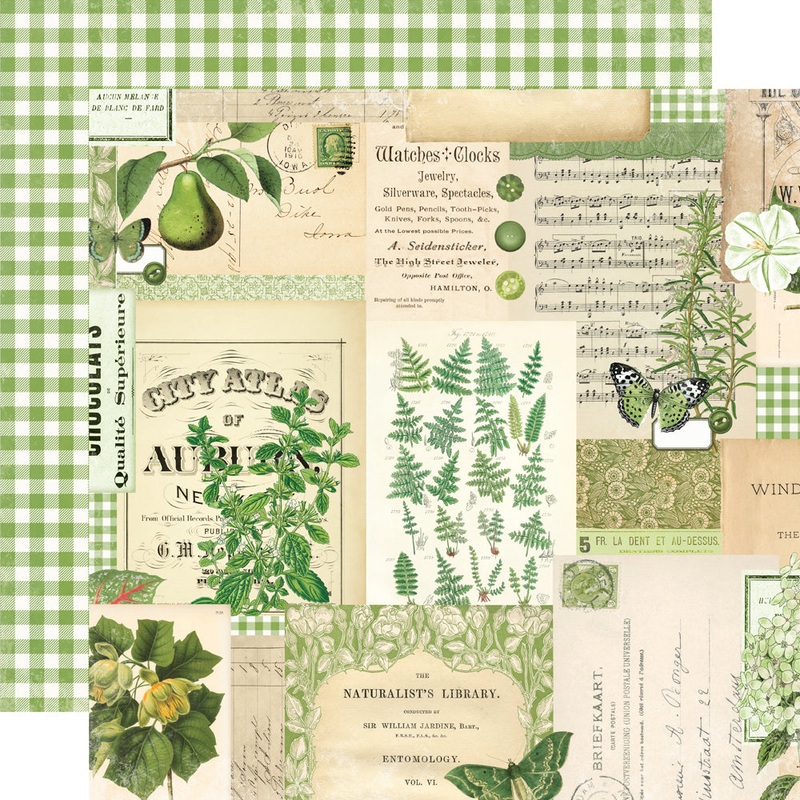 Simple Stories – Simple Vintage Essentials Color Palette – 12×12 Single Sheet – Green Collage