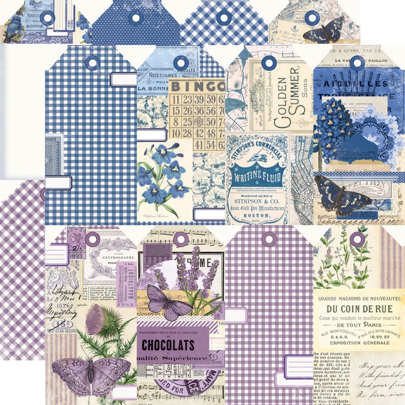 Simple Stories – Simple Vintage Essentials Color Palette – 12×12 Single Sheet – Tags / Blue & Purple
