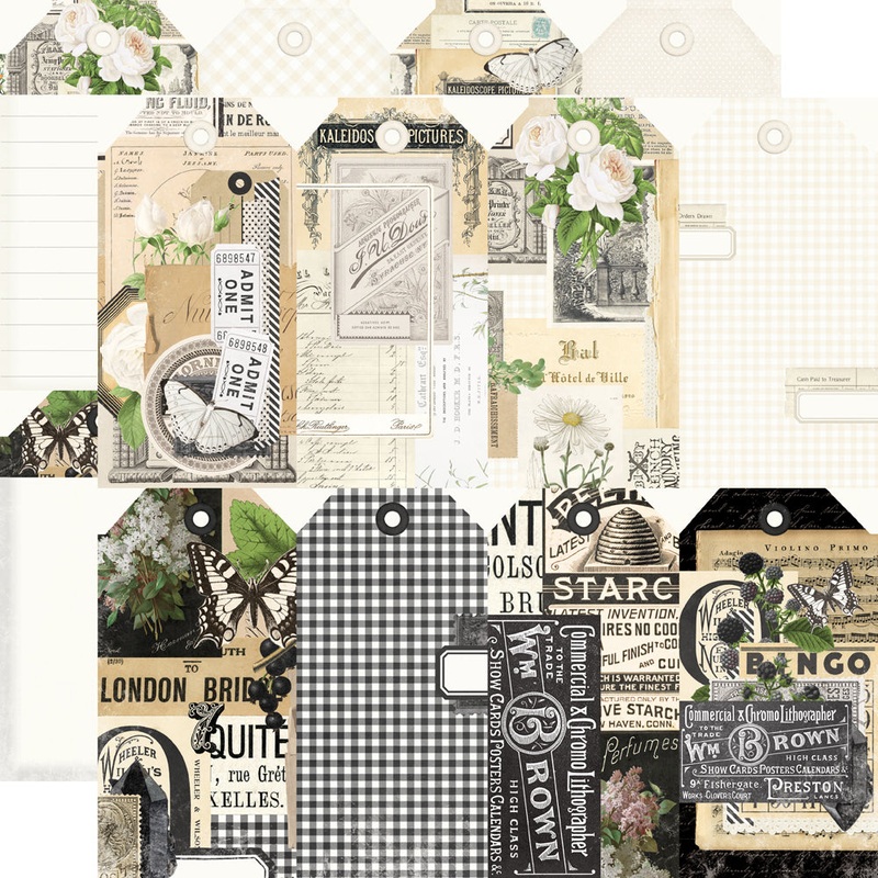 Simple Stories – Simple Vintage Essentials Color Palette – 12×12 Single Sheet – Tags / Cream & Black