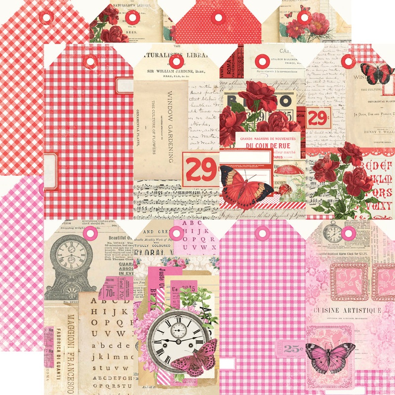 Simple Stories – Simple Vintage Essentials Color Palette – 12×12 Single Sheet – Tags / Red & Pink