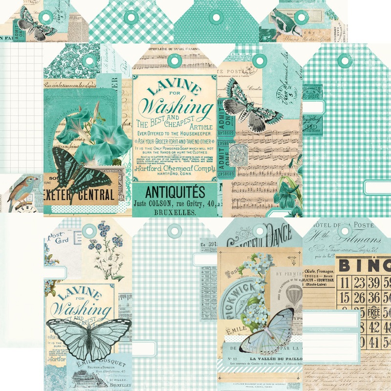 Simple Stories – Simple Vintage Essentials Color Palette – 12×12 Single Sheet – Tags / Teal & Mint