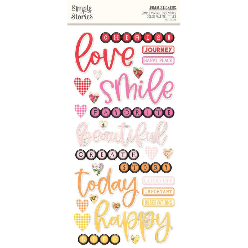 Simple Stories – Simple Vintage Essentials Color Palette – Foam Stickers / Titles