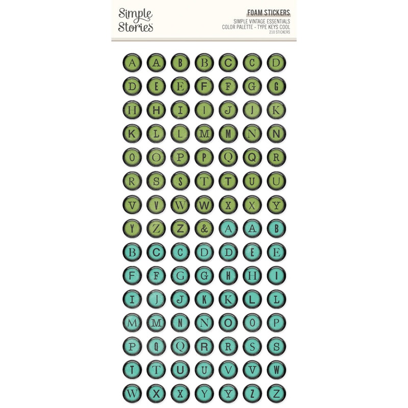 Simple Stories – Simple Vintage Essentials Color Palette – Foam Stickers / Type Keys – Cool