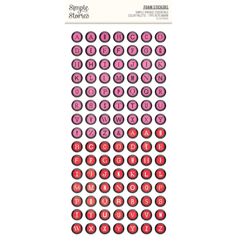 Simple Stories – Simple Vintage Essentials Color Palette – Foam Stickers / Type Keys – Warm
