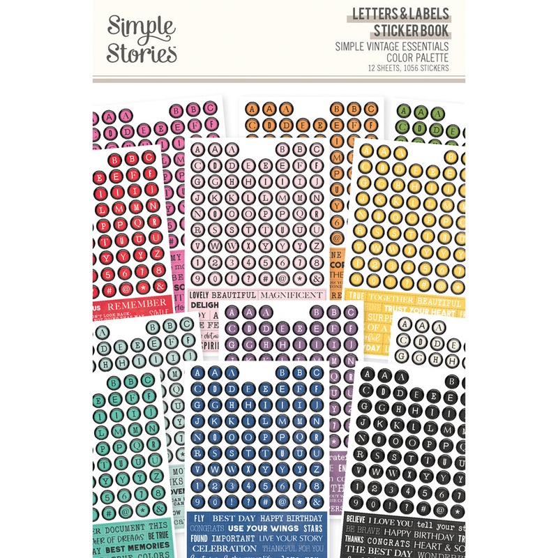 Simple Stories – Simple Vintage Essentials Color Palette – Sticker Book / Letters & Labels