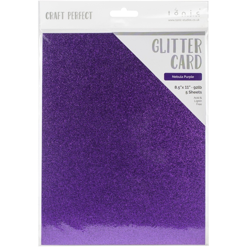 Tonic Studio – Craft Perfect Glitter Cardstock – 8.5″X11″ 5/Pkg – Nebula Purple