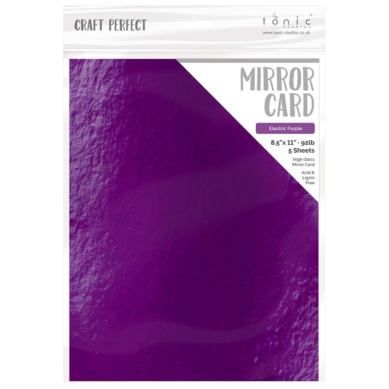 Tonic Studio – Craft Perfect Mirror Cardstock – 8.5″X11″ 5/Pkg – High Gloss / Electric Purple