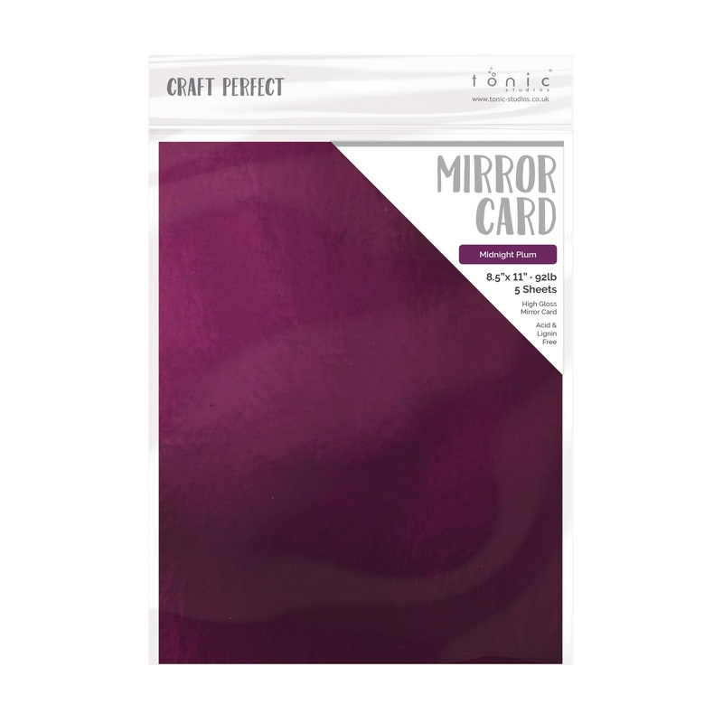Tonic Studio – Craft Perfect Mirror Cardstock – 8.5″X11″ 5/Pkg – High Gloss / Midnight Plum