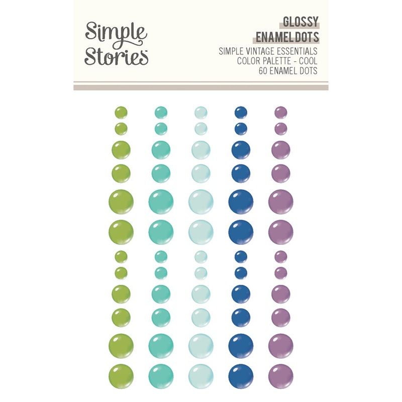Simple Stories – Simple Vintage Essentials Color Palette – Glossy Enamel Dots / Cool