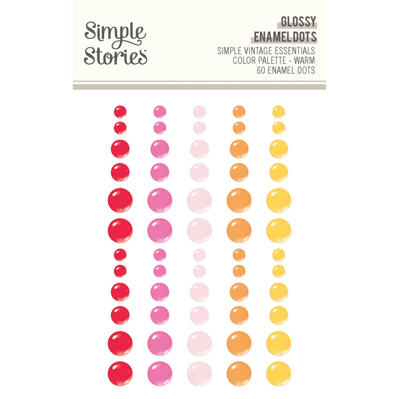 Simple Stories – Simple Vintage Essentials Color Palette – Glossy Enamel Dots / Warm