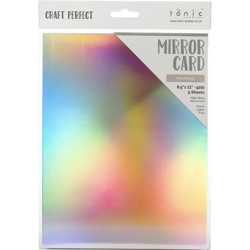Tonic Studio – Craft Perfect Mirror Cardstock – 8.5″X11″ 5/Pkg – High Gloss / Holo Waves