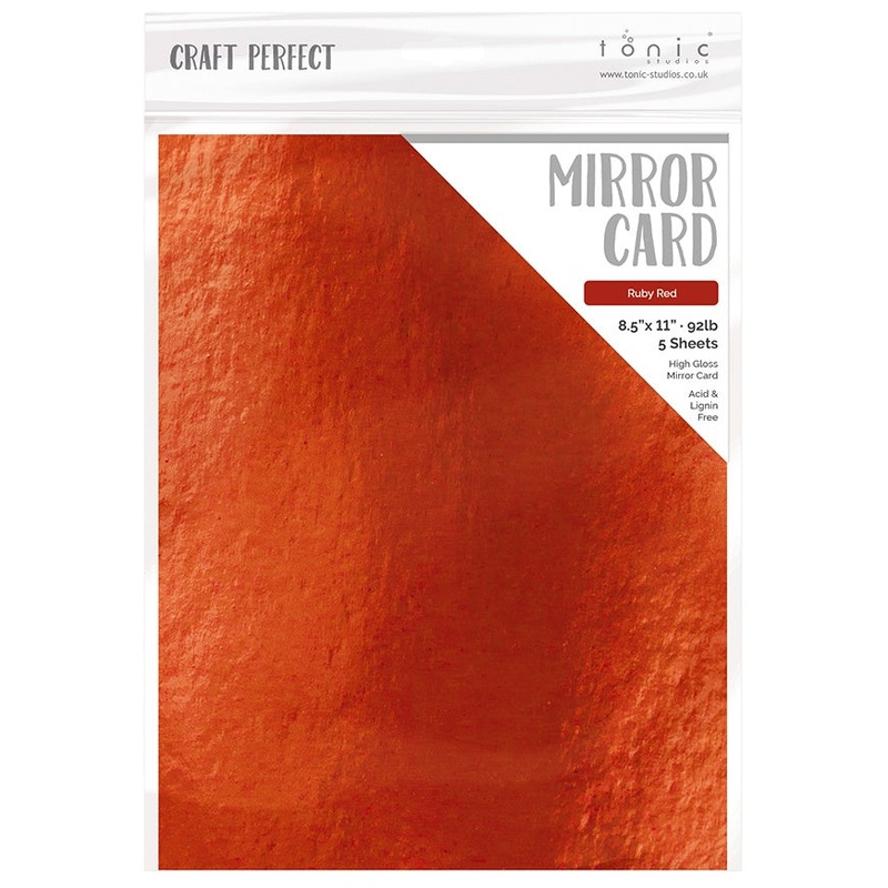 Tonic Studio – Craft Perfect Mirror Cardstock – 8.5″X11″ 5/Pkg – High Gloss / Ruby Red