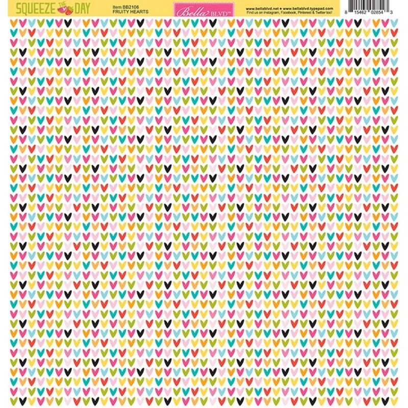 Bella Blvd – Squeeze The Day – 12×12 Single Sheets – Fruity Hearts / BB2106