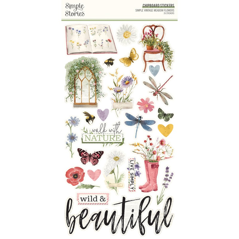 Simple Stories – Simple Vintage Meadow Flowers – 6×12 Chipboard