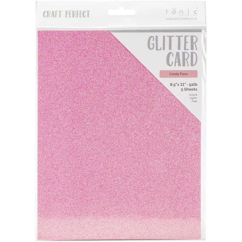 Tonic Studio – Craft Perfect Iridescent Glitter Cardstock – 8.5″X11″ 5/Pkg – Candy Floss
