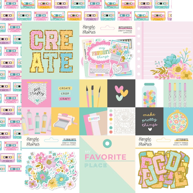 Simple Stories -Crafty Things – 12×12 Single Sheet – 2×2/4×4 Elements