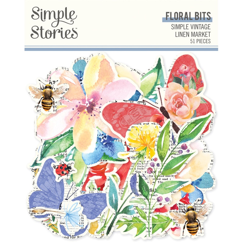 Simple Stories – Simple Vintage Linen Market – Floral Bits & Pieces