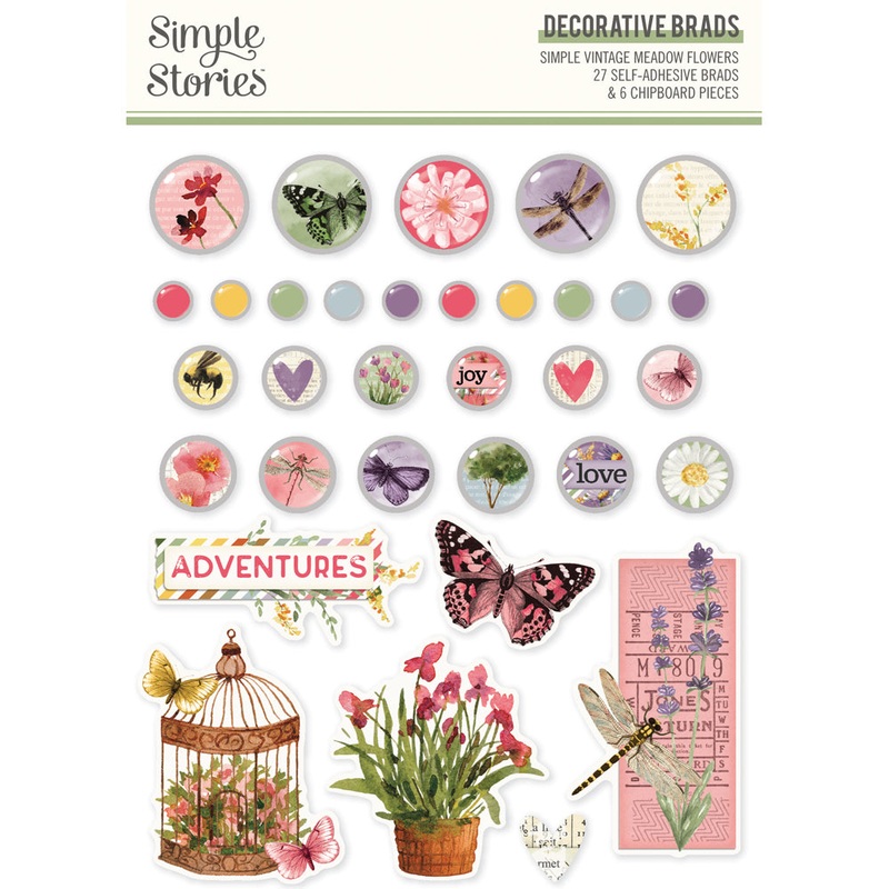 Simple Stories – Simple Vintage Meadow Flowers – Decorative Brads
