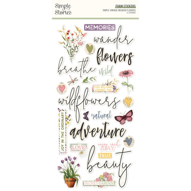 Simple Stories – Simple Vintage Meadow Flowers – Foam Stickers