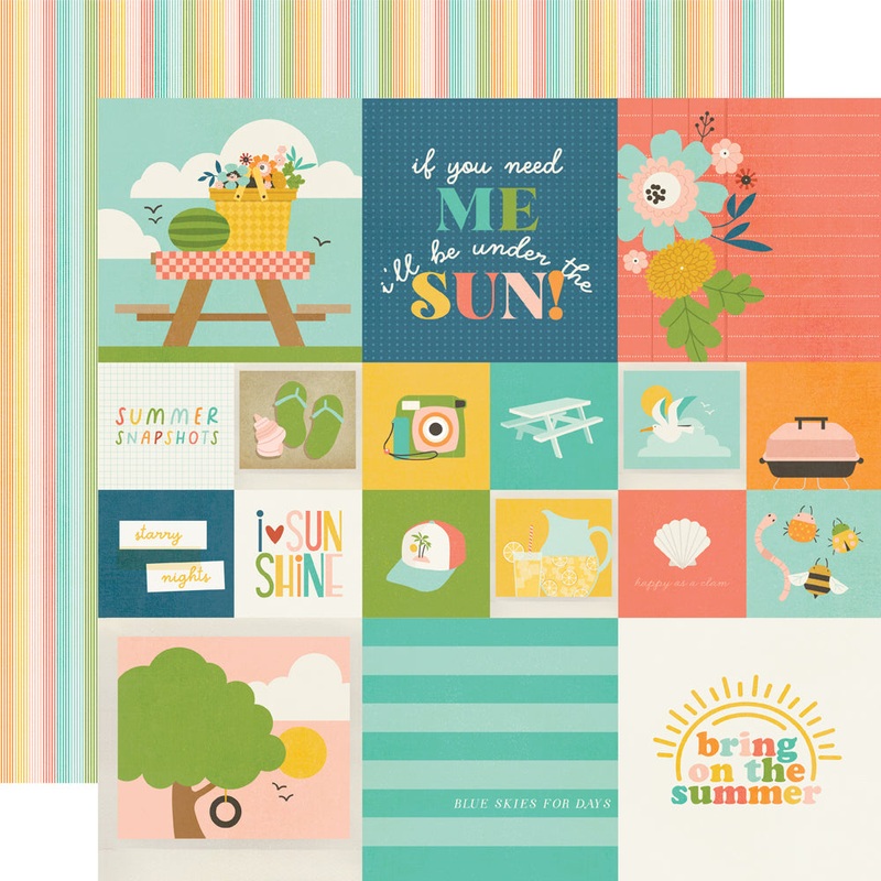 Simple Stories – Summer Snapshots – 12×12 Single Sheet – 2×2/4×4 Elements