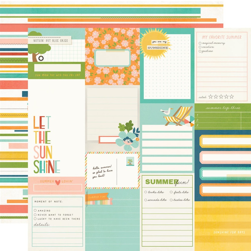 Simple Stories – Summer Snapshots – 12×12 Single Sheet – Journal Elements