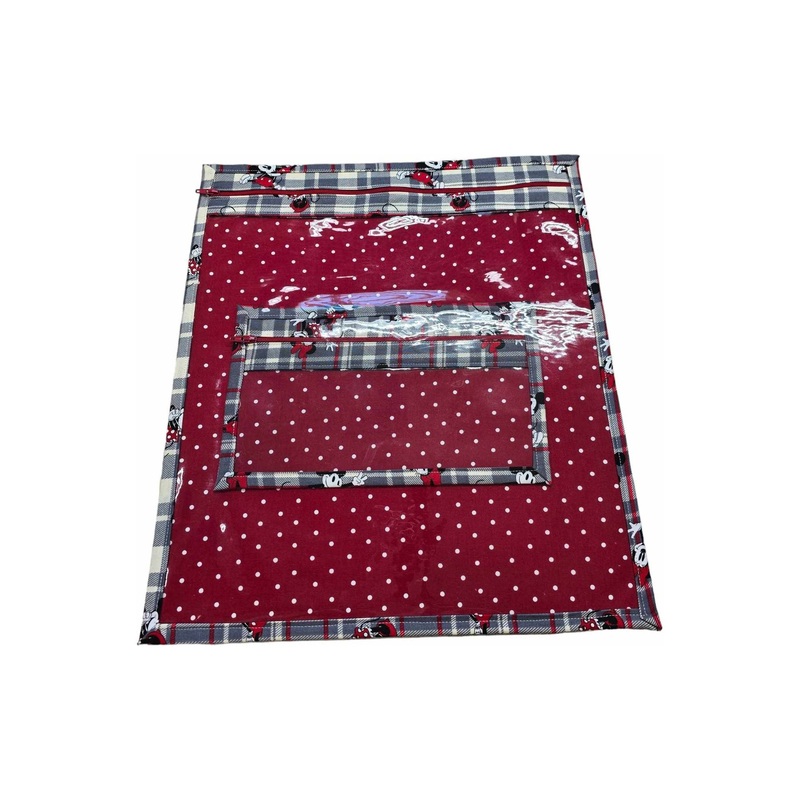 – Fabric with Vinyl Craft Keeper with matchng notions keeper / Mickey and dots (plaid backside)