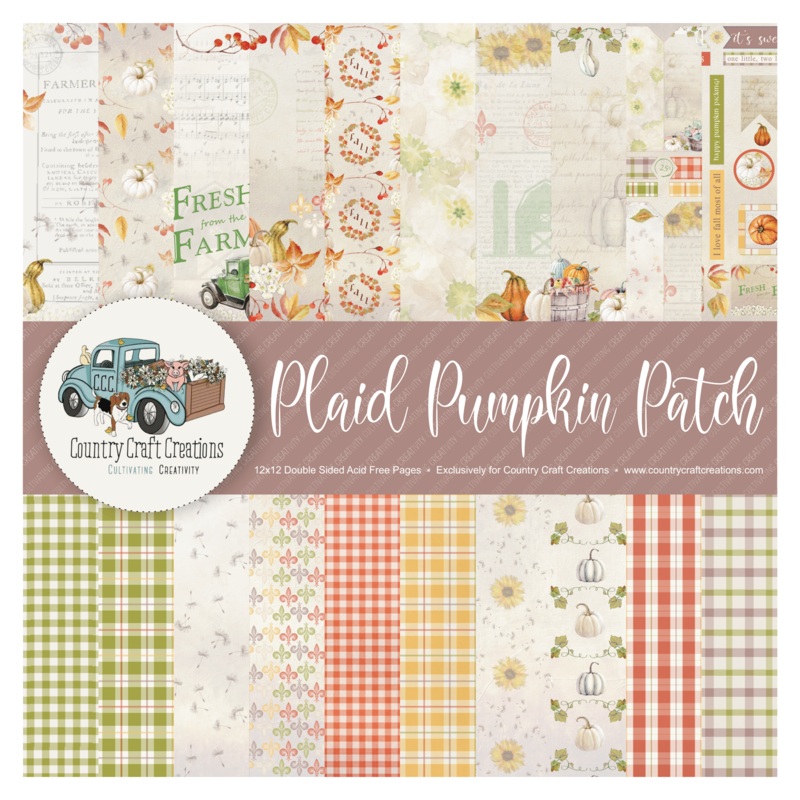 – Plaid Pumpkin Patch – 8×8 – Cotton Bristol