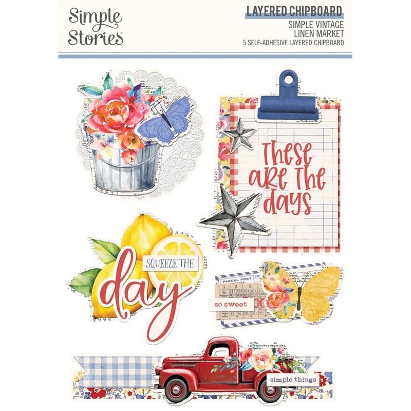 Simple Stories – Simple Vintage Linen Market – Layered Chipboard