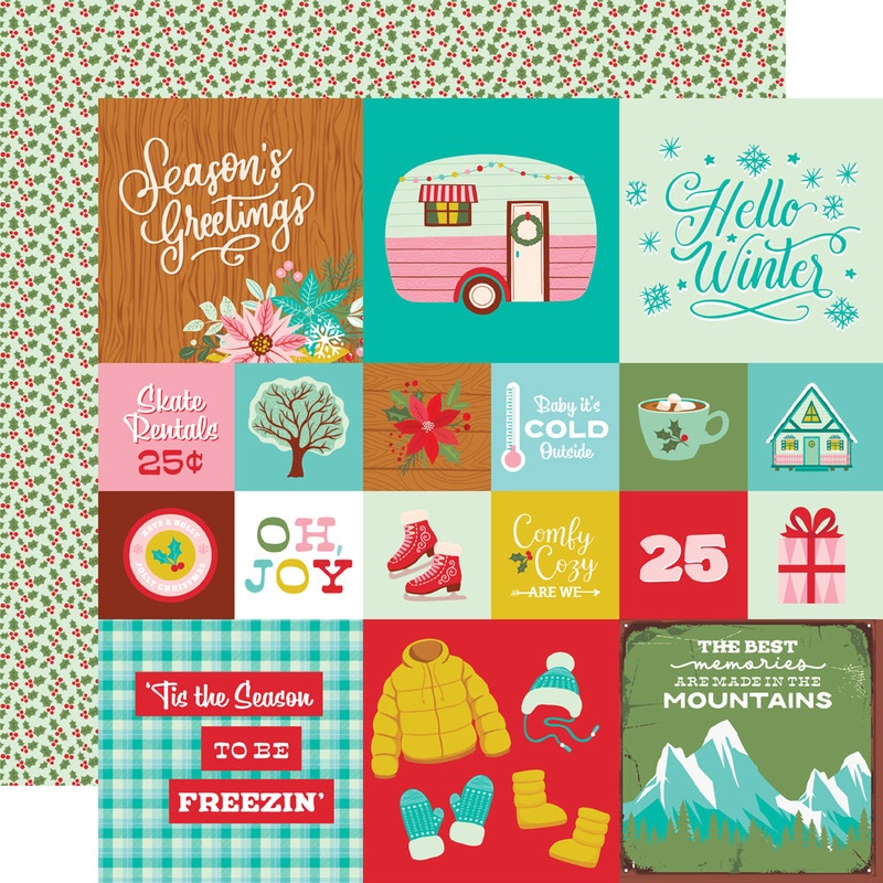 Simple Stories – Snow Pine Lodge – 12×12 Single Sheet – 2×2/4×4 Elements