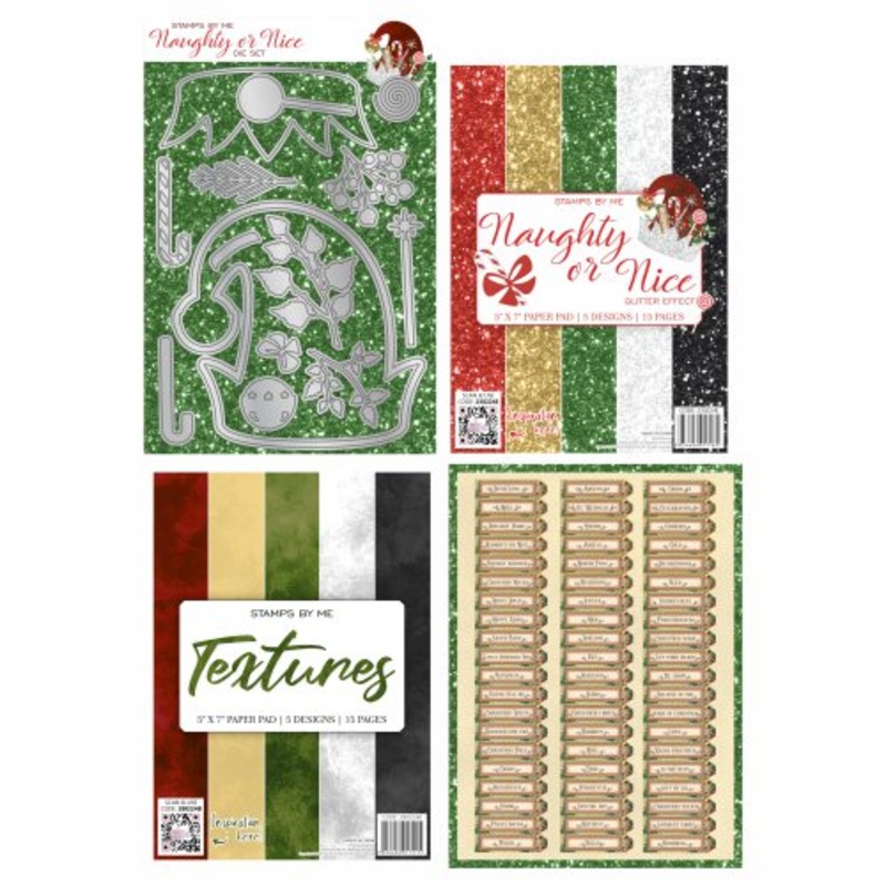 Stamps By Me – Naughty or Nice – A5 Die Set – 5X7 Paper Pad