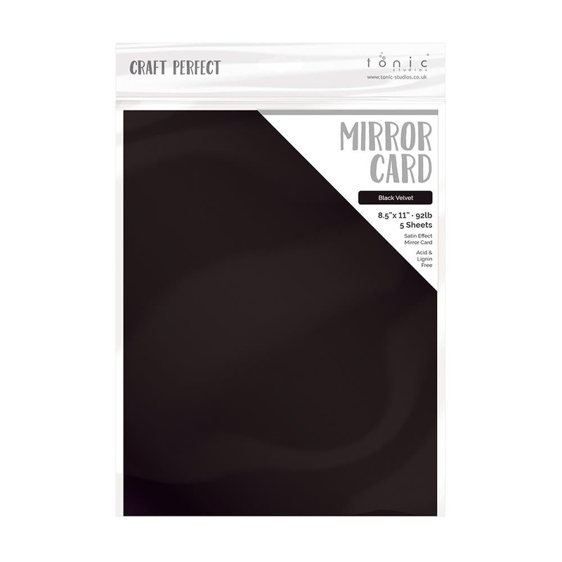 Tonic Studio – Craft Perfect Satin Mirror Cardstock – 8.5″X11″ 5/Pkg – Black Velvet