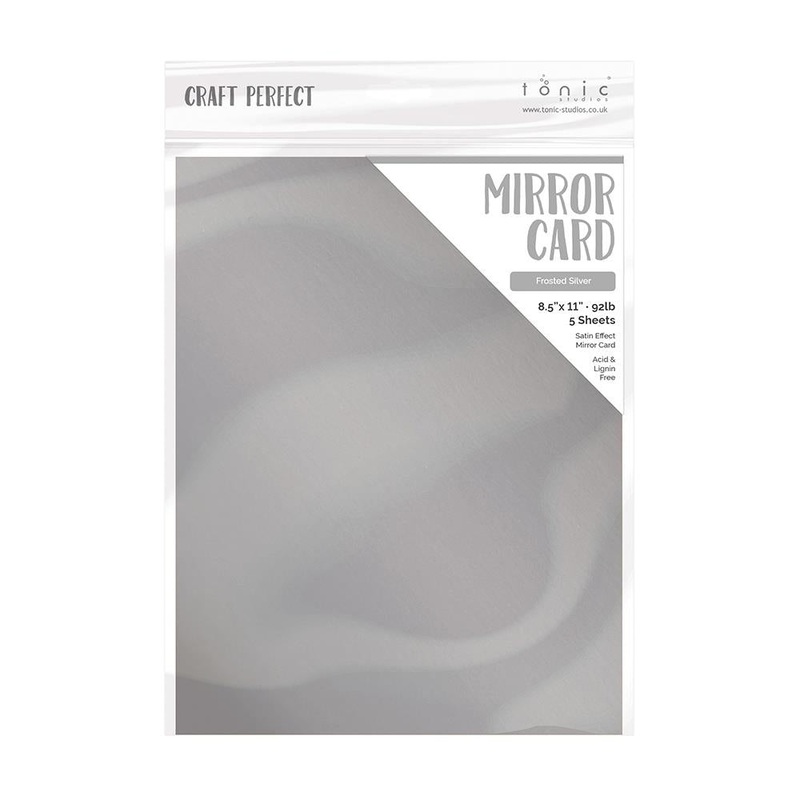 Tonic Studio – Craft Perfect Satin Mirror Cardstock – 8.5″X11″ 5/Pkg – Frosted Silver