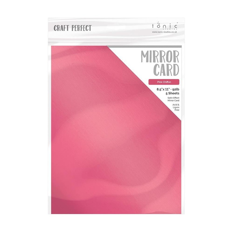 Tonic Studio – Craft Perfect Satin Mirror Cardstock – 8.5″X11″ 5/Pkg – Pink Chiffon