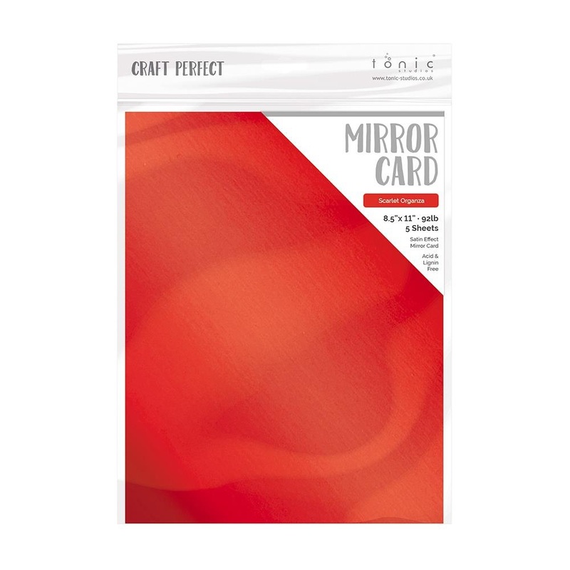 Tonic Studio – Craft Perfect Satin Mirror Cardstock – 8.5″X11″ 5/Pkg – Scarlet Organza
