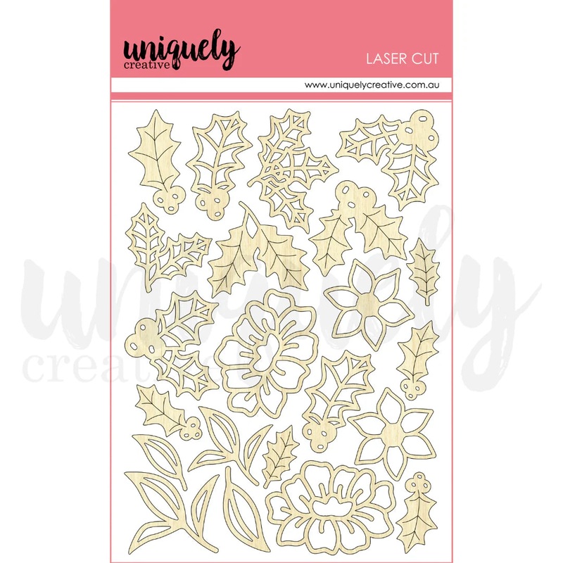 Uniquely Creative – Christmas Wishes – Holly Laser Cut Stickers